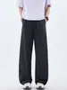 Pantalones de Pierna Ancha de Gasa de Burbujas a Cuadros, Corte Holgado Casual para Hombres y Mujeres, Modernos y Adelgazantes con Efecto de Caída, Pantalones Rectos de Longitud Completa
