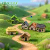 Paisaje en miniatura, casa de campo retro creativa con techo de paja, accesorios de decoración DIY de botella ecológica, adornos de escritorio en miniatura