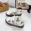 Baikuang Zapatos de Pan de Estilo Coreano Corte Bajo Estudiante Femenina Zapatos Blancos Casual Cómodo 2024 Primavera y Otoño Zapatos de Tabla B- 9339