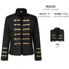 Casaco Retro Dourado de Botão Duplo com Gola Alta, Estilo Corte Medieval Europeu e Americano para Mulheres, Adequado para Uniforme de Banda Militar e Performance Cerimonial