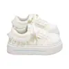 Huili 2026 Zapatos Blancos de Suela Gruesa WXY-R312Z 2026 Nuevos Zapatos Casuales Estilo Ballet Dulce con Lunares para Mujer (Magia