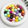 Dingyi 16mm Luna Fría Cuentas Redondas de Colores Cuentas Acrílicas Galvanizadas con Agujero Cuentas Sueltas Accesorios para Cadena de Teléfono Móvil DIY