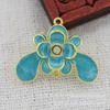 Acessórios de Joalheria Imitação Jade Gotejamento de Óleo Azul Queimado Feito à Mão DIY Cobre com Preservação de Cor 25*18*3mm Estilo Antigo Material B3363