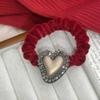 Elástico de Veludo Vermelho Diamante Brilhante de Ano Novo Elástico de Cabelo Feminino Não Machuca o Cabelo Elástico de Cabelo Novo 2023 Elástico de Cabelo de Alta Qualidade Elástico de Cabelo Durável