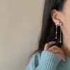 Aretes de pin de plata S925 de temperamento coreano para mujer con perla de nube y borla larga, estilo ins, dulces, versátiles, venta al por mayor