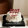 2027 Vela Digital Acrílica UV Plug-in Decoração de Bolo Ano Novo Feliz Vela Digital Vermelha Plug-in para Bolo