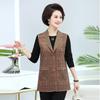 Colete xadrez de outono para mães de meia-idade e mulheres idosas, casaco solto estilo ocidental com botões, comprimento médio, elegante, top feminino
