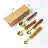 Conjunto de 8 peças de xícaras e colheres medidoras de aço inoxidável com cabo de madeira de acácia Conjunto de 4 peças de xícaras e colheres medidoras para panificação em estoque atacado