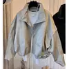 Colección Otoño 2026: Chaqueta Corta de Moda con Cuello Alto y Dobladillo con Cordón, Chaqueta Casual de Manga Larga para Mujer