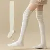 Calcetines altos antideslizantes de primavera y otoño, calcetines de color liso versátiles que adelgazan, calcetines altos apilados, calcetines para las piernas estilo universitario JK para mujer