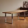 Escritorio de computadora de madera maciza, escritorio de oficina moderno minimalista, mesa de comedor de madera maciza, mesa de estudio de panel recto rectangular, mesa de panel grande
