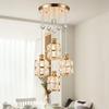 Lámpara de araña de cristal de tres cabezas de estilo americano transfronterizo, de lujo, para restaurante, ambiente moderno y sencillo, iluminación de cristal para comedor en casa.