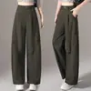 Pantalones rectos estrechos de corte curvo para mujer, nuevo estilo primavera/otoño 2026, color caqui súper elegante, pantalones casuales de trabajo para personas petite