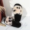 Nuevas Pantuflas de Felpa con Estampado de Leopardo Transfronterizas de Ins Banda Cruzada Pantuflas de Algodón Calientes para el Hogar Otoño e Invierno Pantuflas Peludas Venta al por Mayor