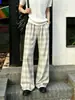 Pantalones a cuadros casuales retro americanos transfronterizos para hombre, de verano, relajados, de corte recto holgado, deportivos, de pierna ancha