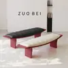 Banco de Piel Genuina de Lujo Nórdico Ligero para Uso Doméstico, Banco Sofá para Sala de Estar, Banco Creativo de Ocio de Diseñador para Pie de Cama, Taburete de Descanso