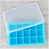El Fabricante Recomienda Bandeja de Hielo de Silicona de Grado Platino con 15 Compartimentos y Tapa, Caja para Suplementos Alimenticios de Bebé, Molde para Cubitos de Hielo con 15 Compartimentos