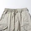 Calça Cargo Cargo Japonesa Retro de Bolso Grande para o Outono de 2026, Barra Ajustada, Perna Larga, Solta, Reta, Casual Americano, Calça com Borda Crua