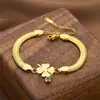 Nueva Moda Cadena Hueso de Serpiente Acero de Titanio Flor de Cuatro Hojas Pulsera Pulsera para Mujer Sencilla Celebridad Cibernética Ojos de Diablo Acero Inoxidable