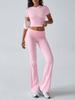 Traje de Pantalón Corto de Manga Corta de Yoga Europeo y Americano Multicolor Deportivo Casual Ceñido que Muestra el Ombligo para Mujer Verano Cómodo Pantalón Ligeramente Acampanado Camiseta