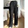 Nuevos Pantalones Largos Casuales Retro de Mujer Otoño/Invierno 2026, Jacquard, Cintura Alta, Caída Suelta, Pierna Ancha, Forro de Franela