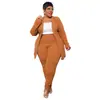 N7750 Ropa Europea y Americana Tallas Grandes para Mujer Amazon Moda Elegante Profesional Casual Manga Larga Pantalón Largo Blazer Conjunto de Dos Piezas