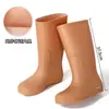 Botas de Lluvia de Moda de Caña Alta Estilo Británico para Mujer, Botas de Lluvia Negras Mate de Moda Europeas y Americanas, Adecuadas para el Traslado en Temporada de Lluvias, Botas de Goma Color Caqui