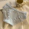 """Garota Creme" [Calça Máscara para Bum Bum] Cor Sólida para Primavera e Verão Roupa Íntima de Seda Gelada para Meninas Cintura Média Secagem Rápida Borda de Renda"""