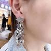 Pendientes de borla larga Cascada de estrellas de río Estrella brillante exagerada Super hada Celebridad de Internet elegantes lentejuelas de lujo ligero pendientes versátiles