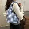 Bolso de Hombro Grande de Cuadros Retro Estilo Coreano 2026 Nuevo de Invierno Ligero Bolso de Compras Versátil Bolso de Mano de Lona