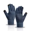 Suministro Directo de Fábrica Guantes de Punto Otoño e Invierno Talla Grande para Hombre Terciopelo Grueso Jacquard Cálido Lana Guantes Táctiles