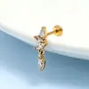 Aretes Perforados de Acero de Titanio Verticales para Agujeros de Oreja Aretes de Hélice de Acero Inoxidable con Circonita Joyería para Piercings Aretes de Flor para Labio con Rosca Externa