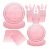 Plato de papel y vaso de papel de arena movediza rosa y dorado transfronterizo decoración de lugar de fiesta suministros para fiesta de cumpleaños juego de vajilla desechable