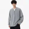 2026 em estoque, novo suéter de malha masculino de outono, falso duas peças, gola redonda, manga longa, blusa de caimento solto
