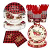 Novo Conjunto de Louças de Mesa Festivas de Papai Noel Vintage Transfronteiriço com Copos de Papel, Guardanapos e Pratos de Papel Descartáveis