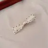 Grampo de Cabelo com Laço de Bolinhas Doces em Tecido para Meninas Doce Sensação de Alto Padrão Franja Rebelde Grampo Lateral Acessório de Cabelo
