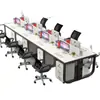 Escritorio y silla de oficina modernos minimalistas para varias personas, escritorio de computadora para personal con pantalla, estaciones de trabajo dobles para empleados de oficina