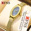 Reloj de Mujer Ofns Más Vendido de Alto Valor, Elegante Reloj de Cuarzo Ovalado Retro para Mujer con Esfera de Nácar, Pequeño Reloj Verde Impermeable