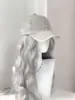 Sombrero y peluca integrados para mujer, mechones de pelo de simulación, nuevos colores de pelo, gris abuela, cabello liso, aumento de volumen de cabello diario, gorra de peluca versátil