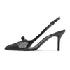 Zapatos de tacón alto sin espalda con lazo 733-8, punta fina, tacón de aguja, piel genuina, diseño de lunares, bailarinas de estilo francés para mujer, cómodos de llevar