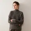Suéter de Caxemira Novo Estilo 2025 para Mulheres, Gola Alta Meia-Boca Estilo Solto Preguiçoso Tricô em Forma de Diamante Suéter Base Top de Lã