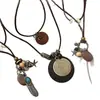 Estilo Étnico Retro Doble Capa Astilla de Madera Pluma Algodón Lino Accesorios para Ropa Geométrico Original Simple Versátil Collar Largo