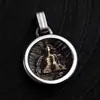 Chiba Prata Tailandesa Retro Pingente de Cartão Sem Rosto Pingente Redondo Versátil Pingente de Mochila Chaveiro Pingente Acessórios de Colar Estilo Chinês