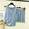 Traje Casual de Modal para Mujer, Estilo Delgado de Verano, Color Sólido, Corte Holgado, Adelgazante, Conjunto de Dos Piezas Casual Talla Grande