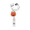Carretel de Crachá Retrátil Gato Fantasma Desenho Animado Halloween Porta-Crachá de Enfermeira Clipe de Crachá Retrátil Carretel de Crachá para Presente
