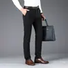 Nuevos Pantalones Casuales de Negocios para Hombre Otoño e Invierno Cintura Alta Elásticos Largos Pantalones Negros de Pierna Recta Pantalones de Hombre Caballero de Negocios