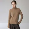 Suéter de cachemira con textura a rayas y cuello alto para mujer, suéter de punto de lana con tejido horizontal simple, top básico para otoño e invierno que no irrita la piel