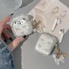 Nuevo Lazo Tridimensional Adecuado para Estuche de Auriculares AirPods Pro3 Apple 4 Transparente Fantasma Polvo Brillante