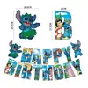 Decoraciones en Espiral Temáticas de Fiesta Punto Cruz, Banderines, Toppers para Pastel, Artículos para Fiesta de Cumpleaños de Lilo y Stitch
