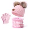 Conjunto de Dos Piezas Bufanda Sombrero Retorcido para Niños Sombrero de Punto Transfronterizo Sombrero con Bola Falsa Etiqueta de Cuero Conjunto Sombrero Aliexpress Comercio Exterior